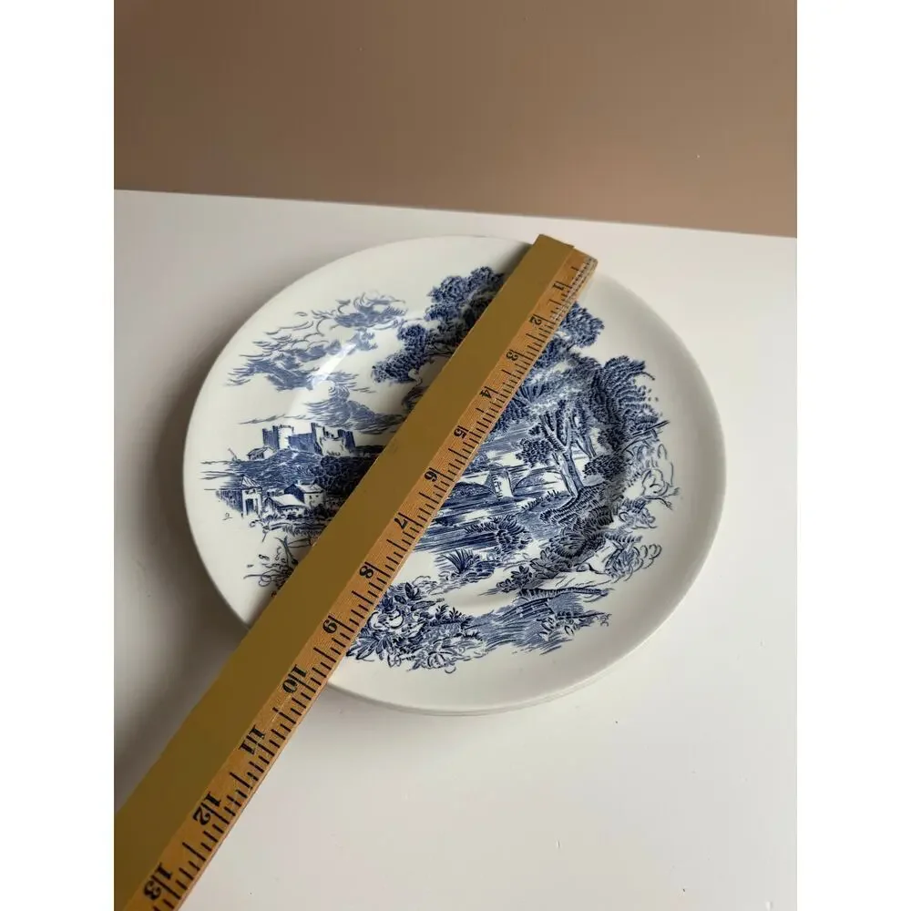 Vintage Wedgwood Dinner Plates Set of 4 Blue Transferware 